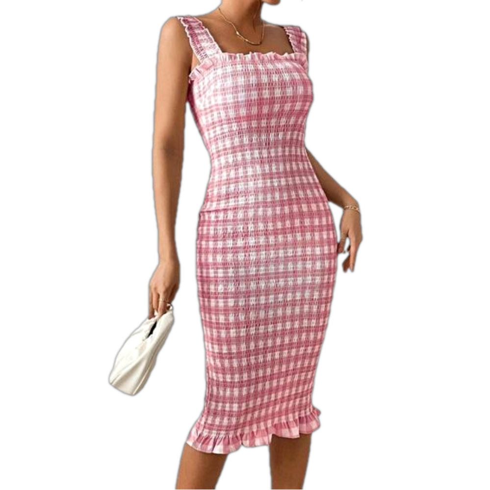 SHEIN Frenchy Plaid Print Ruffle Hem Cami Dress 👗